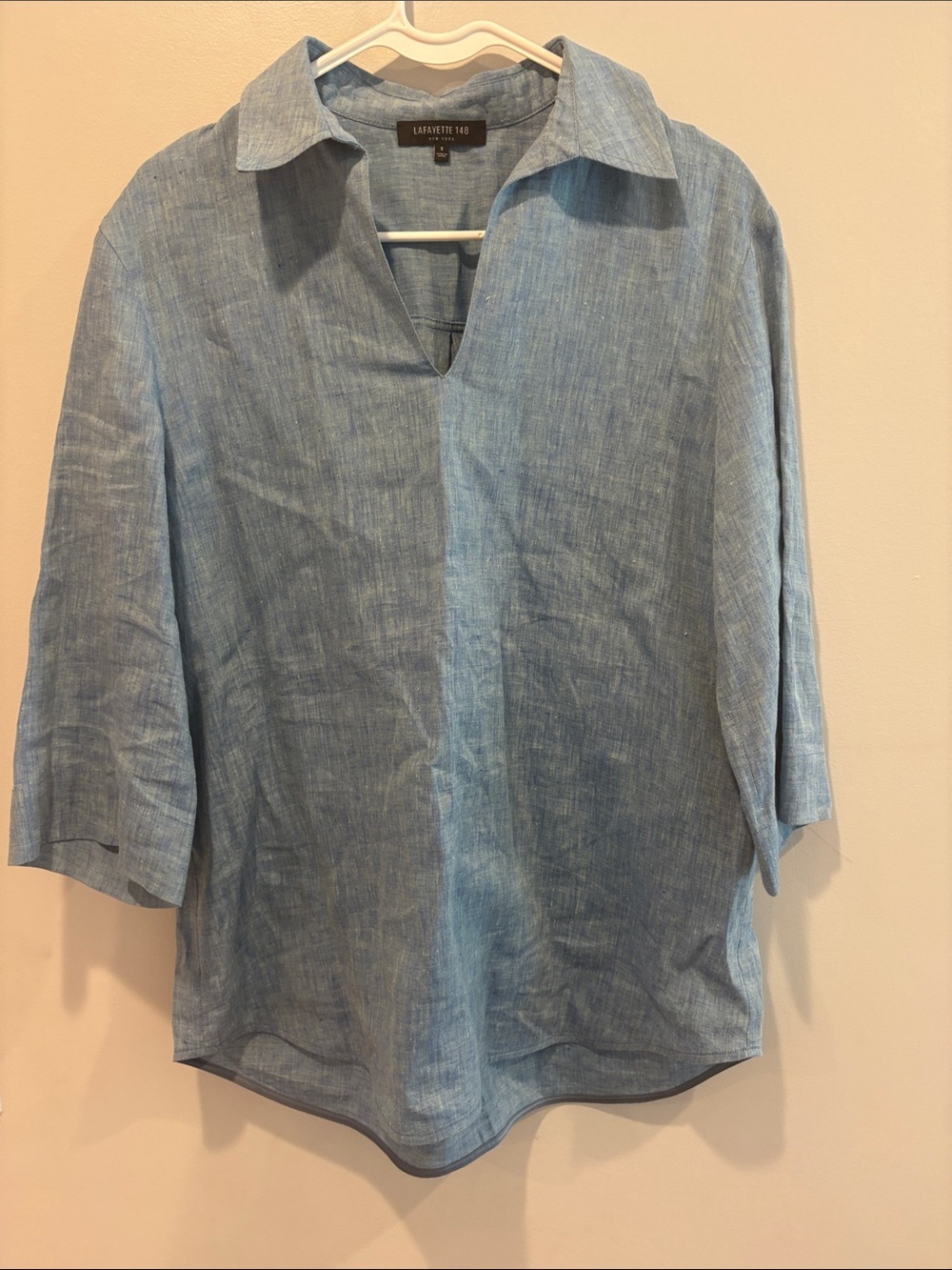 Lafayette 148 New York Light Blue Linen Top ptp 18